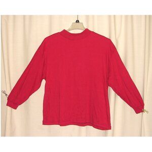Vtg International Sportswear Mock Neck Pullover TOP, Plus Size 3X, Red